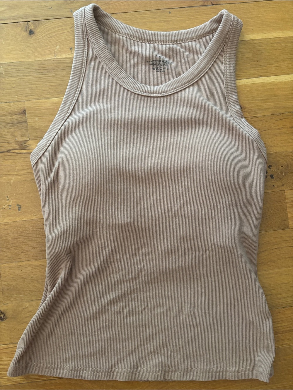 Sleeveless Ribbed Tank Top in Taupe